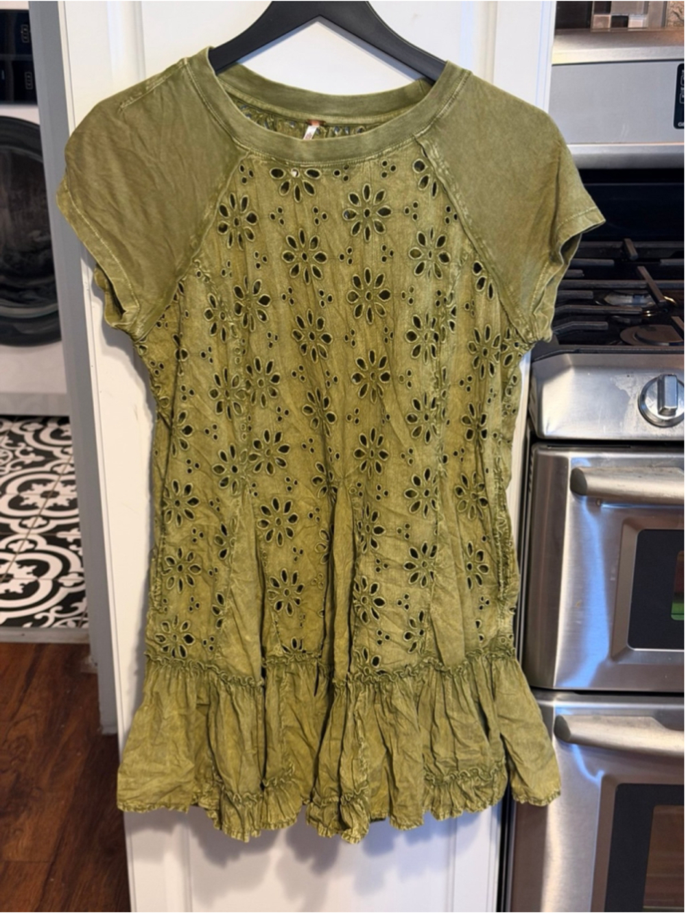 Free People Sadler Mini Dress Olive Green - Picture 3 of 7